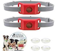 Clavya Tags for Dogs, Clavya Natural Collar for Dog, 100% Natural Ingredients, Waterproof, Adjustable & Extremely Stretchable, for Small/Medium/Large Dogs for Rain, Mud, River & Swim (Red,2 Pcs)