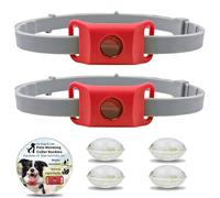 Clavya Tags for Dogs, Clavya Natural Collar for Dog, Waterproof & 100% Natural Ingredients, Adjustable Size, Fits Every Dog, for Rain, Mud, River, Swim (Red,2Pcs)