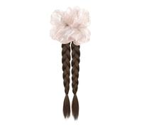 Claw Clip Double Braid Ponytail Hair Extension Cold Brown Ponytail Extensions for Women Natural Synthetic Pony Tails Hairpiece for Daily Use