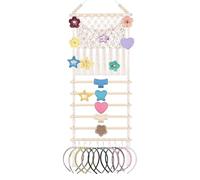 Claw Clip Holder | Scrunchie Tie Holder Boho Macrame Home Decor | Hair Clip Storage Net Behind The Door, Organizer Of Hair Accessories | For Women Girls Bedroom Kids Room Bathroom Dorm