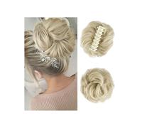 Claw Clip Messy Bun Hair Piece Synthetic Tousled Updo Hair Extensions Wavy Curly Ponytail Extensions for Women Hair Ponytail for Women Girls(Light blonde)