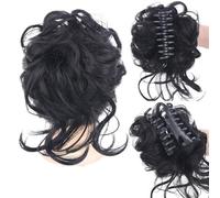 Claw Clip Messy Bun Hair Piece Wavy Curly Hair Chignon Tousled Updo Synthetic Hair Extensions(Black)