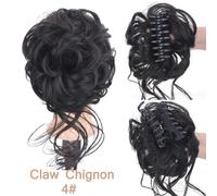 Claw Clip Messy Bun Hair Piece Wavy Curly Hair Chignon Tousled Updo Synthetic Hair Extensions(Black Brown)