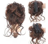 Claw Clip Messy Bun Hair Piece Wavy Curly Hair Chignon Tousled Updo Synthetic Hair Extensions(Light Brown)