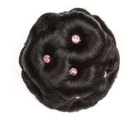 Claw Clip Messy Bun Hairpieces,Synthetic Hair Bun Updo Ponytail Extensions Donut Chignons Accessories,Bride Hairpiece(Brown&Black-Pink Diamond)