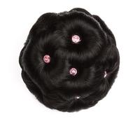 Claw Clip Messy Bun Hairpieces,Synthetic Hair Bun Updo Ponytail Extensions Donut Chignons Accessories,Bride Hairpiece(Natural Black-Pink Diamond)