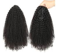 Claw Clip Ponytail Extension, Afro Curly Human Hair Ponytail Hair 3C 4A Curly Extension Natural Black for Women Repeated Use(1B,18in(45cm)-100g)
