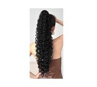 Claw Clip Ponytail Extension Long Black Curly Drawstring Clip in Pony Tails Hair Extensions 22 Inch Synthetic Layered Fluffy Hairpieces for Women for Daily Use(1B)