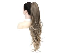 Claw Clip Ponytailtail Extension For Women Synthetic Body Wave Ombre Brown | Quick Ponytailtail Refresh, Secure Claw Grip, Voluminous Body Wave Texture