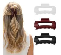 Claw Clip, Soft Silicone Hair Claw Clips, 3 Pack Black Red White, Flexible and Comfortable Hair Clips for Women, Securely Holds Thick or Thin Hair, Ideal for Sports and Daily Styling