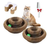 Claw Coil for Cats,Magic Organ Cat Scratcher,with Bell Balls & Track,Foldable Scratch Board Toy,Interactive Indoor Playboard,for Indoor Cats.(C*2)