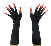 Claw Gloves Halloween, Cosplay Beast Wolf Black Gloves, Panther Vampire Devil Black Horror with Fingernails Claw, Halloween Gloves Claw Gloves for Women Cats Costume Claws Glove, red, One Size