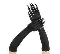 Claw Gloves Halloween, Cosplay Beast Wolf Black Gloves, Panther Vampire Devil Black Horror with Fingernails Claw, Halloween Gloves Claw Gloves for Women Cats Costume Claws Glove, black, One Size