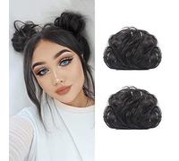 Claw Hair Buns Mini Chignon Hair Piece Updo Bun Extensions Fake Donut Hair Bun Ponytail Extension for Women Girls, 2 Packs