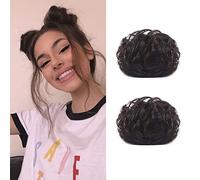 Claw Hair Buns Mini Chignon Hair Piece Updo Bun Extensions Fake Donut Hair Bun Ponytail Extension for Women Girls, 2 Packs