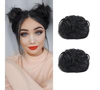 Claw Hair Buns Mini Chignon Hair Piece Updo Bun Extensions Fake Donut Hair Bun Ponytail Extension for Women Girls, 2 Packs