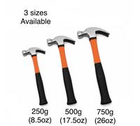 Claw Hammer Steel Solid Fibreglass Straight Handle Shaft Rubber Forged