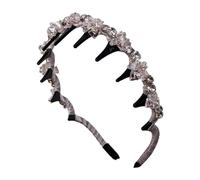 Claw Headband | Elegant Braid Rhinestones Headbands with Teeth | Anti-Slip Hair Hoop Head Bands Decorative for Girls Women Home Wedding Brides Dating Holiday Daily Music Festivals