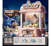Claw Machine Big with Remote Control , The Claw Machine with 8 Planets,2 Panda Doll,25 Dolls,20 Gashapons for Boys Girls Age 5-7 8-10 10-13 ,Pink