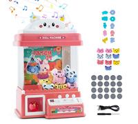 Claw Machine for Kids, Claw Game Machine with Music, 10 Dolls, 10 Twister, 20 Game Coin, Claw Catch Toy Vending Machines Gifts for Girls Boys Children 3+ Years Old