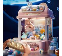Claw Machine Large with Remote Control , Fun Toys with 8 Planets,2 Panda Doll,25 Dolls,20 Gashapons Use Gumballs,Candy,Toys,or Small Prizes ,Pink