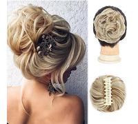Claw Messy Bun Hair Pieces for Women Clip Wavy Curly Hair Chignon Clip in Hairpieces Tousled Updo Donut Hair Bun Synthetic Hair Ponytail (16H613#)