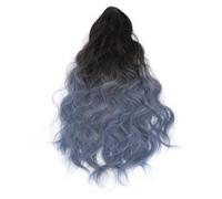 Claw Ponytail Extension Long Wavy Synthetic Hairpiece Gradient Clip In Ponytail Hair Extensions for Women Parties Weddings High Temperature Silk Material (Brown Black Gradient Haze Blue)