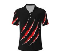 Claw Scratch Red Men's Polo Shirts - Classic Apparel with Breathable Fabric for Stylish and Comfortable Wear, Casual Tops, Short Sleeve Tees, Versatile Clothing