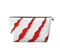 Claw Scratch Red Vagilo Leather Toiletry Bag - Stylish & Durable Toiletry Kit for Travelers, Cosmetic Organizer, Makeup Bag, Carry-On, Portable Organizer, Zippered Pouch