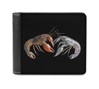Clawed and Spiny Lobster Fight Bi-fold Men's Wallets with 6 Card Slots Slim Travel Purse Leather Money Clip