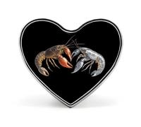Clawed And Spiny Lobster Fight Novelty Brooches & Pins Heart Personalised Metal Lapel Badge With Butterfly Clutch Clasp