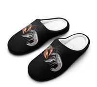 Clawed And Spiny Lobster Fight Women's Slippers Cotton Warm House Shoes with Rubber Anti-Slip Sole Slip On for Home Outdoor 11-12（42-43）