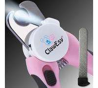 CLAWESY Dog Nail Clipper with Ultra Bright LED Light for Bloodline, Stainless Steel Pet Nail Trimmer with Safety Guard, Ergonomic Handle, Free Nail File for Smooth, Easy Grooming. Dogs and Cats(Pink)