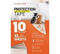 CLAWGUARD Protection Tape 10-Pack XL Sheets - Furniture Protectors from Dog Scratch - Anti Scratch for Cats - Door Shield for Dogs - Training Tape Barrier for Corners, Sofa, Chairs, Screens, Floors