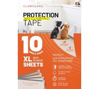 CLAWGUARD Protection Tape 10-Pack XL Sheets - Furniture Protectors from Dog Scratch - Anti Scratch for Cats - Door Shield for Dogs - Training Tape Barrier for Corners, Sofa, Chairs, Screens, Floors