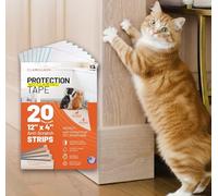 CLAWGUARD Protection Tape Strips - 20 Pre-Cut 12x4 in Scratch Barriers - Door Scratch Protector Dog & Cat - Couch Protector from Cat Claws