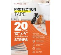 CLAWGUARD Protection Tape Strips - 20 Pre-Cut 12x4 in Scratch Barriers - Door Scratch Protector Dog & Cat - Couch Protector from Cat Claws