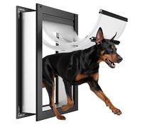 ClawJaw Aluminum Extra Large Dog Door for Wall, Double Flap XL Dog Door, Adjustable Tunnel, Strong and Durable, Easy to Install, Black(Pets Up to 220 Lb)-XLarge