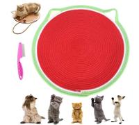 ClawLoom Dual Scratching Pad, Clawloom Double Sided Cat Scratcher, Natural Cotton Rope Cat Scratching Mat, 2 in 1 Cats Bed Scratching Mat Indoor, Suitable for All Cats (Red, 50cm)