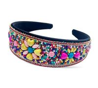 ClawsandPaws Rhinestone Beaded Headband, Ethnic/Boho/Baroque Gem Colorful Hairbands, Handmade HairHoop Accessory, Gift for her/mothers/wife (Style 2)