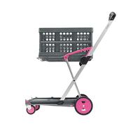 CLAX® Hand Trolley | Transport Cart | Platform Trolley | Folding Basket Included | Pink
