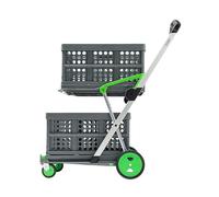 CLAX® The innovative shopping trolley | shopping cart | storage trolley | with 2 folding crates Green