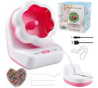 Clay Bead Spinner with Base, Electric Bead Bowl Spinner for Jewelry Making, Friendship Bracelets Maker with 2 Needles Fast Stringing Machine Jewelry Making Tool for Waist Beads, Bracelet, Necklace