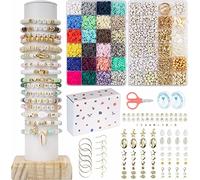 Clay Beads Bracelet Making Kit, 8400Pcs Friendship Bracelet Making Kit, 2 Boxes Flat Clay Bead for Jewellery Making, 6mm Round Heishi Beads for Bracelets Necklace Earring DIY for Teen Adults Gift