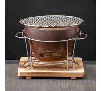 Clay Charcoal Stove Portable Grill, 1 Set Clay Charcoal Stove With Wooden Pad And Metal Grid For Cooking Tea Barbecue In Multicolor(Brown)