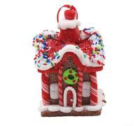 Clay Christmas house pendant ornament for decorating trees and wreaths during holidays, detailed craftsmanship for a charming festive display (C)