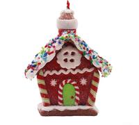 Clay Christmas house pendant ornament for decorating trees and wreaths during holidays, detailed craftsmanship for a charming festive display (B)