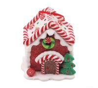 Clay Christmas house pendant ornament for decorating trees and wreaths during holidays, detailed craftsmanship for a charming festive display (F)