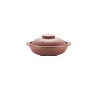 Clay cooking pot and bibimbap bowl set - clay pots for cooking, unglazed stoneware pot for stone soup, casserole dish with lid, natural stone bowl, 68oz, T0.9, B