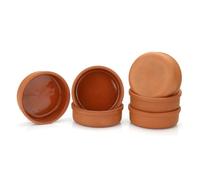Clay Cooking Pots, 4.5" Terra Cotta - Rustic Pan for Turkish, Indian, Spanish, Mexican Cazuela Dishware - Vintage Hitit Dish (6 Pack)